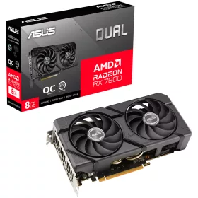   ASUS Video Card AMD Dual Radeon RX 7600 EVO OC Edition 8GB GDDR6 (DUAL-RX7600-O8G-EVO) VGA, PCIe 4.0, 1xHDMI 2.1, 3xDisplayPort 1.4a