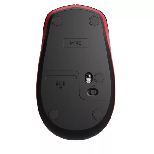 Logitech M190 teljes méretű vezeték nélküli optikai egér piros-fekete (910-00590