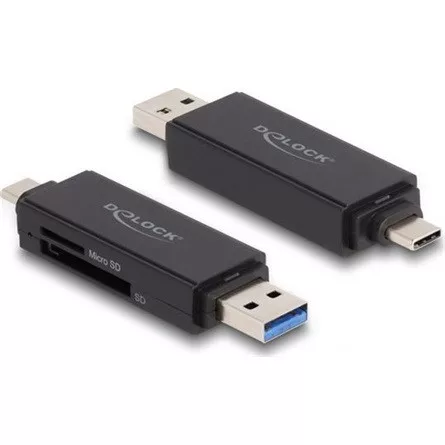 Delock SuperSpeed USB 5 Gbps kártyaolvasó USB Type-C  / A-típusú SD és Micro SD memóriakártyákhoz