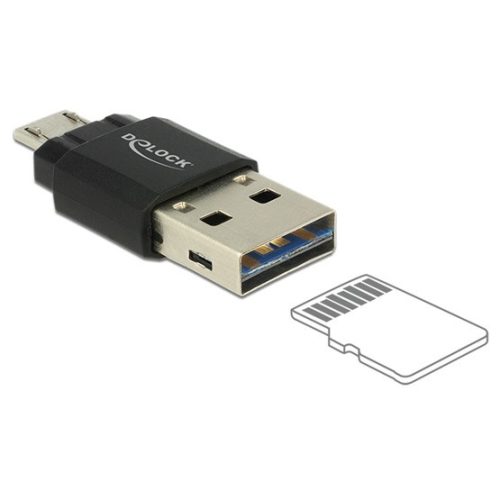 Delock FL Delock 91735 microUSB OTG kártyaolvasó - USB2.0-A