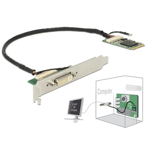 Delock ADA Delock 95253 Mini PCIe modul, I/O PCIe teljes méret DVI / VGA grafikus adapter