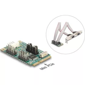   Delock Mini PCIe I/O PCIe teljes méretű 2 x soros RS-232 tápfeszültséggel 5 V / 12 V