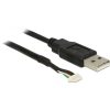 Delock USB-A 2.0 -> V5 A 5pin camera M/F adatkábel 1.5m fekete