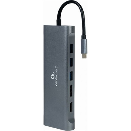 GEMBIRD USB Type-C 8-in-1 Multi-Port Adapter Space Grey