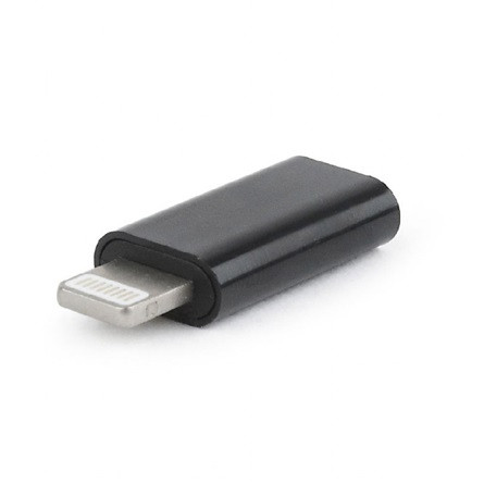 Gembird Lightning -> USB-C M/F adapter fekete