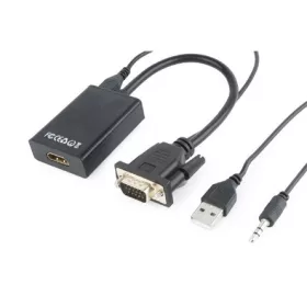   Gembird VGA Jack stereo 3,5mm -> HDMI M/F adapter 0.15m fekete