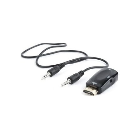 Gembird VGA Jack stereo 3,5mm -> HDMI VGA M/F adapter fekete