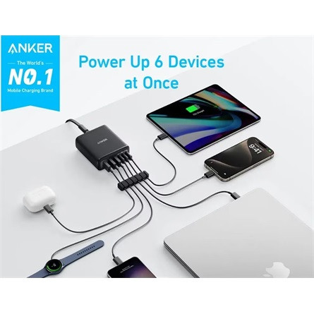 Anker Eufy GaN 112W univerzális hálózati töltő adapter fekete