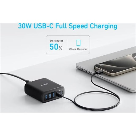 Anker Eufy GaN 112W univerzális hálózati töltő adapter fekete