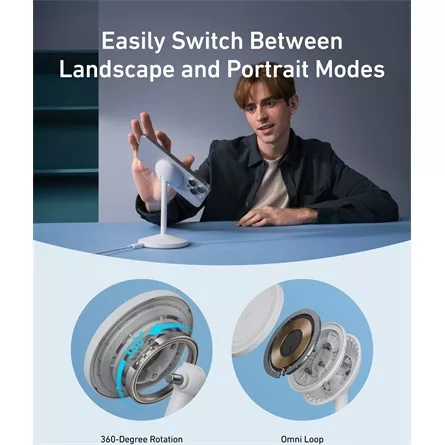 Anker Eufy MagGo MagSafe iPhone/AirPods 15W univerzális vezeték nélküli töltő adapter fehér