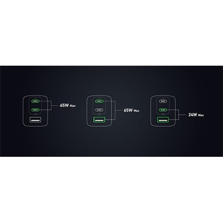 Anker, 735 GaN III Prime 3-Port 65W Charger, EU, Black