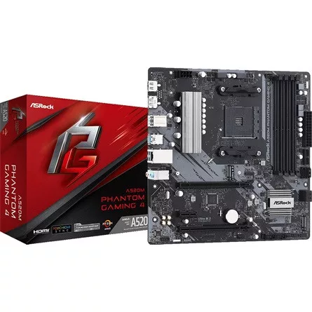 ASROCK Alaplap AM4 A520M PHANTOM GAMING 4 AMD A520, mATX