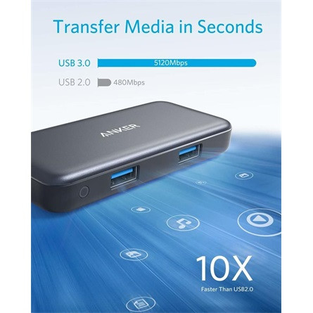 Anker Eufy PowerExpand 5-portos USB-C USB3.0 HDMI hub szürke (microSD+SD)