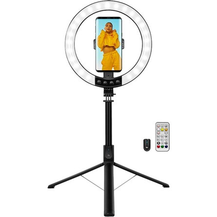 Logilink Okostelefon gyűrűs lámpa selfie stick állvánnyal, távzárral, átmérő 25 cm
