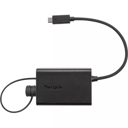 Targus 85W Multiplexer 1db USB-A 2.0 1db DC -> 1db USB-C F/M adapter fekete