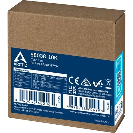 Arctic Cooling S8038-10K Server Fan rendszerhűtő ventilátor fekete