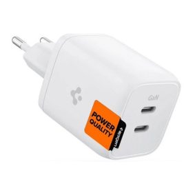  SPIGEN PE2106EU POWERARC hálózati töltő 2 Type-C aljzat 65W, PD gyorstöltő, FEHÉR
