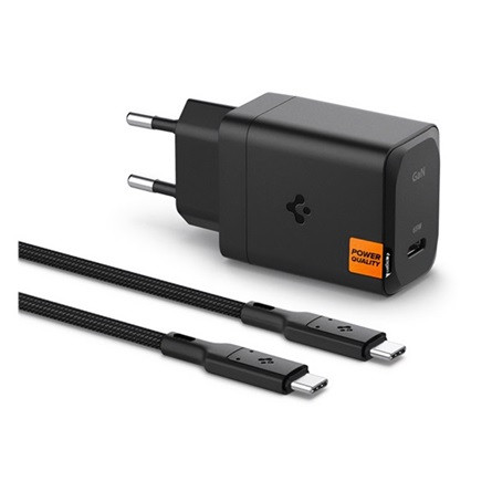 SPIGEN ARCSTATION PRO hálózati töltő Type-C aljzat 65W, PD gyorstöltő 3.0 + Type-C kábel, FEKETE