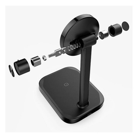 SPIGEN ARCFIELD asztali töltőállvány 2in1 15W, Qi2, FEKETE