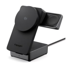   SPIGEN ESSENTIAL EF323MQ asztali töltő 3in1 (25W, gyorstöltő, wireless, MagSafe, Airpods, Apple Watch töltő) FEKETE