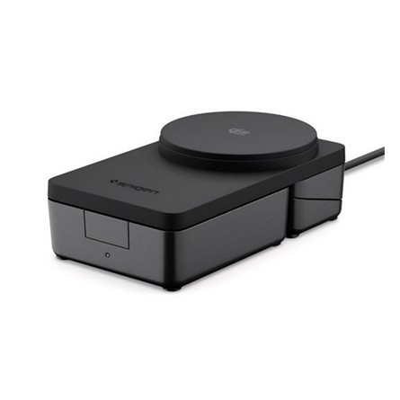 SPIGEN ESSENTIAL EF323MQ asztali töltő 3in1 (25W, gyorstöltő, wireless, MagSafe, Airpods, Apple Watch töltő) FEKETE