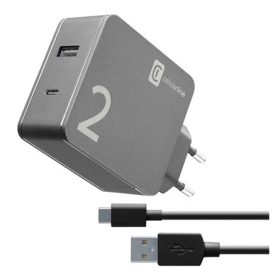   CELLULARLINE hálózati töltő USB+Type-C aljzat 48W gyorstöltő + Type-C kábel FEKETE