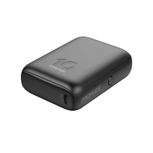 Promate Akkubank - ACME PD20 10000mAh (Ultra Mini PowerBank, 22W, 1xUSB-A, 1xUSB-C, PD/QC, fekete)