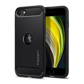   Spigen iPhone SE 3 (2022) SPIGEN RUGGED ARMOR szilikon telefonvédő ütésállóság, logó kivágás, FEKETE