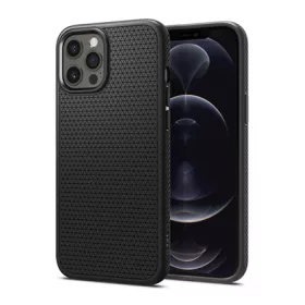   Spigen iPhone 12 Pro Max SPIGEN LIQUID AIR szilikon telefonvédő ütésállóság, rombusz, FEKETE
