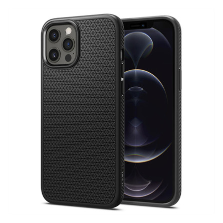 Spigen iPhone 12 Pro Max SPIGEN LIQUID AIR szilikon telefonvédő ütésállóság, rombusz, FEKETE