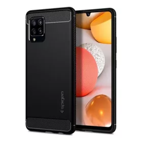  Spigen Samsung A42 5G SPIGEN RUGGED ARMOR szilikon telefonvédő ütésállóság, karbon minta, FEKETE