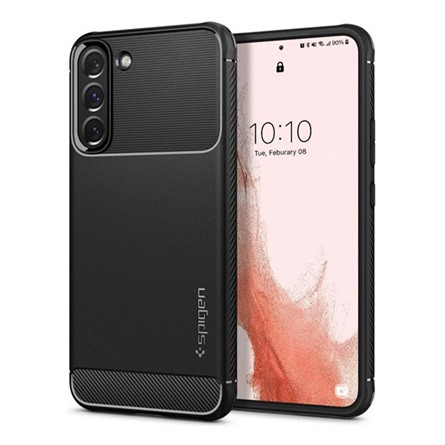 Spigen Samsung S22 5G SPIGEN RUGGED ARMOR szilikon telefonvédő ütésállóság, karbon minta, FEKETE