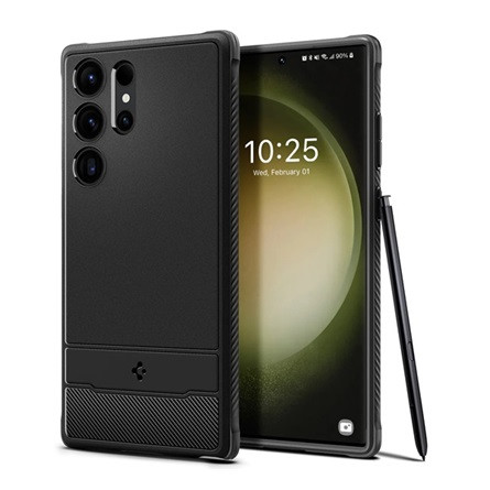 Spigen Samsung S23 Ultra SPIGEN RUGGED ARMOR szilikon telefonvédő ütésállóság, karbon minta, FEKETE