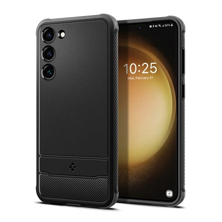 Spigen Samsung S23 SPIGEN RUGGED ARMOR szilikon telefonvédő ütésállóság, karbon minta, FEKETE