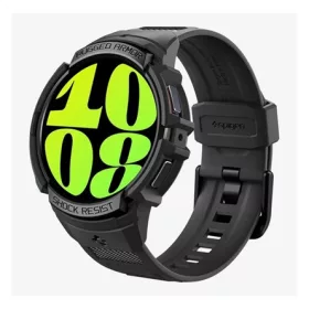   Spigen Samsung Watch 6 eSIM 44mm SPIGEN RUGGED ARMOR PRO pótszíj egyedi méret, ütésállóság + szilikon keret, FEKETE