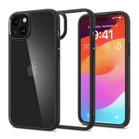   Spigen iPhone 15 Plus SPIGEN ULTRA HYBRID műanyag telefonvédő ütésállóság, légpárnás keret, ÁTLÁTSZÓ/FEKETE
