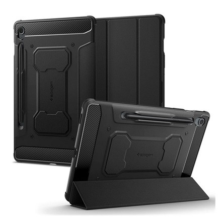 Spigen Samsung Tab S9 FE LTE SPIGEN RUGGED ARMOR PRO tok álló aktív FLIP, ceruza tartó, FEKETE