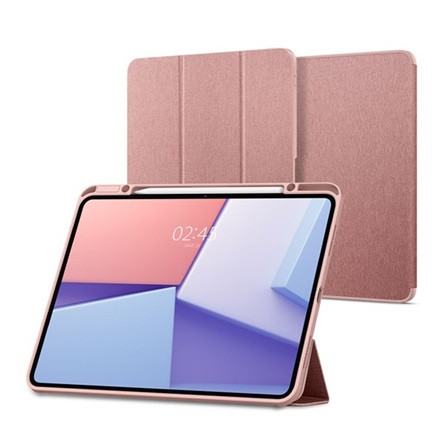 Spigen IPAD Pro 13 (2024) SPIGEN URBAN FIT tok álló FLIP, textil minta, ROZÉARANY