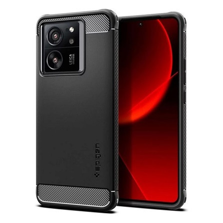 Spigen Xiaomi 13T Pro SPIGEN RUGGED ARMOR szilikon telefonvédő ütésállóság, karbon minta, FEKETE