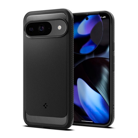 Spigen Google Pixel 9 Pro 5G SPIGEN RUGGED ARMOR szilikon telefonvédő ütésállóság, karbon minta, FEKETE