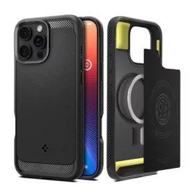   Spigen iPhone 16 Pro Max 5G SPIGEN RUGGED ARMOR szilikon telefonvédő ütésállóság, MagSafe, FEKETE