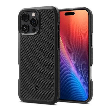 Spigen iPhone 16 Pro Max 5G SPIGEN CORE ARMOR szilikon telefonvédő ütésállóság, csíkos, FEKETE