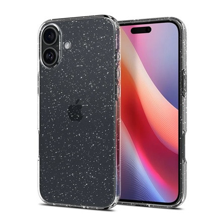 Spigen iPhone 16 Plus 5G SPIGEN LIQUID CRYSTAL GLITTER szilikon telefonvédő ütésállóság, csillámporos, ÁTLÁTSZÓ