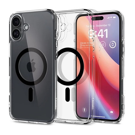 Spigen iPhone 16 Plus 5G SPIGEN ULTRA HYBRID MAG műanyag telefonvédő ütésállóság, MagSafe, FEKETE