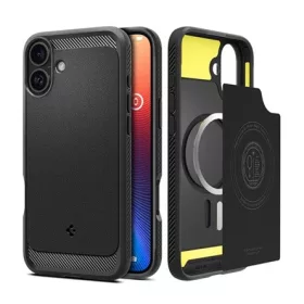   Spigen iPhone 16 Plus 5G SPIGEN RUGGED ARMOR szilikon telefonvédő ütésállóság, MagSafe, FEKETE