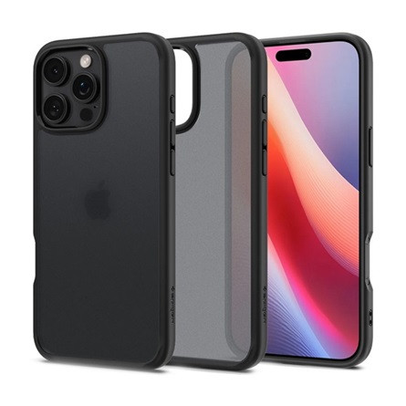 Spigen iPhone 16 Pro 5G SPIGEN ULTRA HYBRID műanyag telefonvédő ütésállóság, matt, FEKETE/ÁTLÁTSZÓ