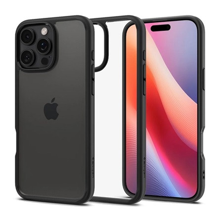 Spigen iPhone 16 Pro 5G SPIGEN ULTRA HYBRID műanyag telefonvédő ütésállóság, légpárnás keret, ÁTLÁTSZÓ/FEKETE