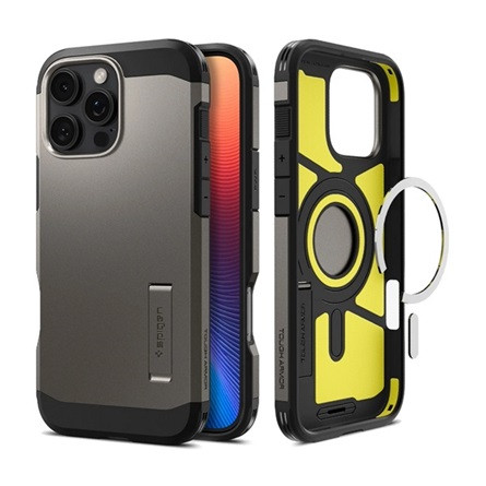 Spigen iPhone 16 Pro 5G SPIGEN TOUGH ARMOR MAG műanyag telefonvédő ütésállóság, MagSafe, SÖTÉTSZÜRKE