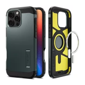   Spigen iPhone 16 Pro 5G SPIGEN TOUGH ARMOR MAG műanyag telefonvédő ütésállóság, MagSafe, SÖTÉTZÖLD