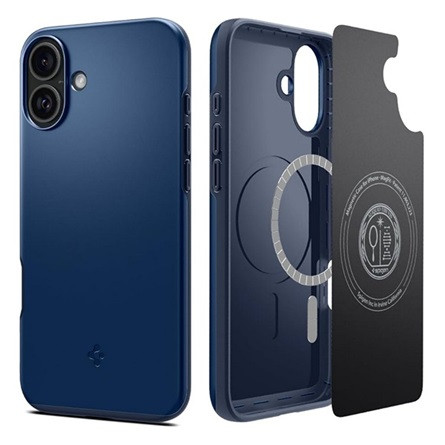 Spigen iPhone 16 SPIGEN THIN FIT MAGSAFE műanyag telefonvédő matt, MagSafe, SÖTÉTKÉK